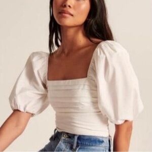 Abercrombie & Fitch Cream Puff Sleeve Blouse